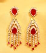 Red American Diamonds Danglers-Drops
