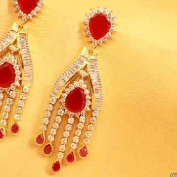 Red American Diamonds Danglers-Drops 2