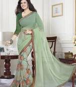 Green Printed Georgette Saree With Blouse