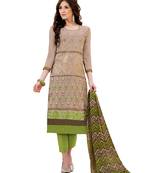 Grey chanderi embroidered unstitched salwar with dupatta