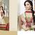 Cream Red embroidered anarkali suit