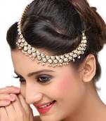 Hair Styling Designer Matha Patti For Wedding Gold Finishing In White