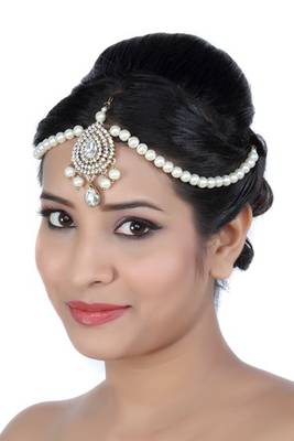 Exclusive Austrian Stone Design Matha Patti For Wedding Gold Finishing With Pearl In White 1