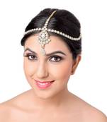 Ethnic Gold Finishing White Stone Matha Patti