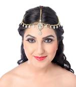 Ravishing Design Gold Finish White Stone Matha Patti