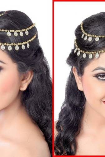 Stylish Design Gold Finish White Stone Matha Patti