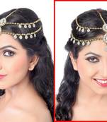 Stylish Design Gold Finish White Stone Matha Patti