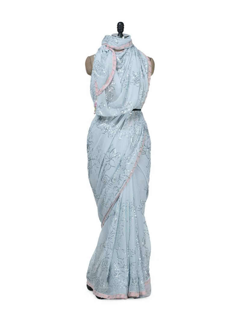 Kajol bollywood replica grey chiffon Sequins saree 