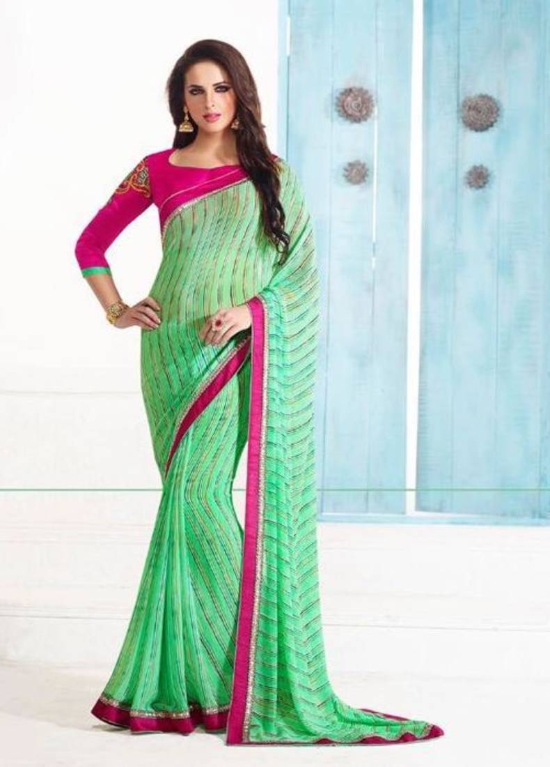 Green embroidered Makhmali Silk saree With Blouse