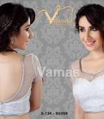 Inner Cut Pattern Saree Blouse. X124 Silver.