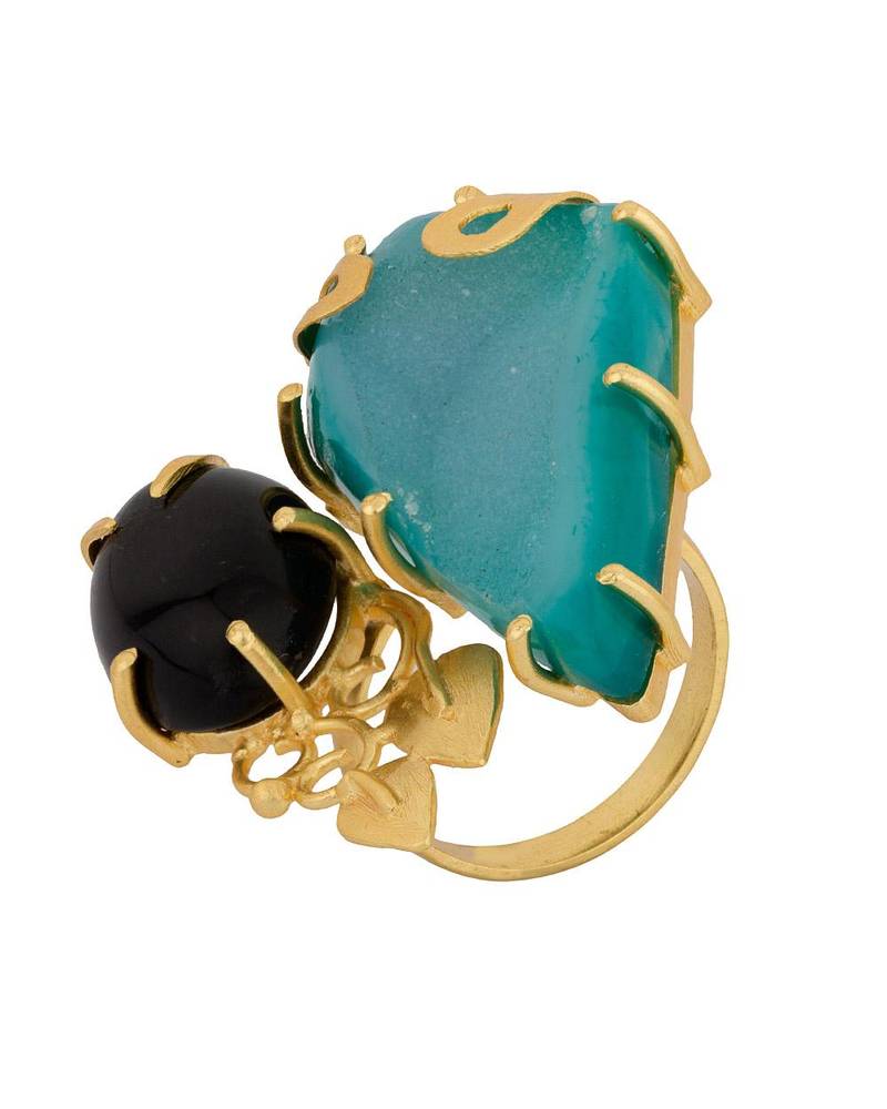 Gold Plated Statement Ring Adorn With Multi Color Stone Voylla 1406415