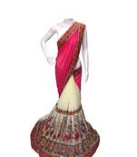 pink embroidered georgette saree With Blouse