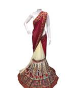 Maroon Embroidered Georgette Saree With Blouse