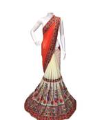 Orange Embroidered Georgette Saree With Blouse