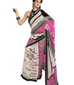 Pink White Designer Saree