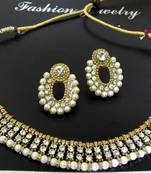 Antic white stone pearl necklace set