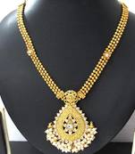 Nice Golden white ghungaru pendant necklace set
