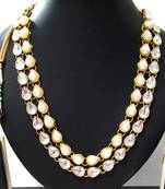 two Line pearl stone kundan necklace set