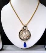 Dark Blue drop long chain pendant necklace set