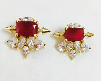 American diamond and Ruby studs 1