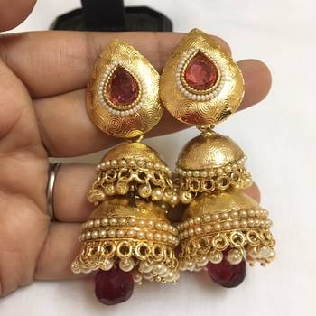 Jhumki earrings in polki for women 1