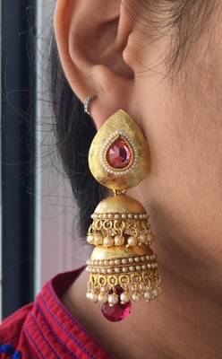 Jhumki earrings in polki for women 2