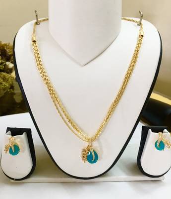 Gold and Light blue Pendant set 1
