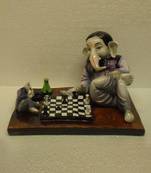 Ganesha Playing Chess Game