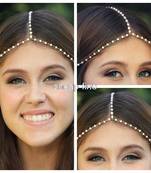 Pearl maang tikka for wedding mang tika head band head chain