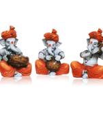 Set of 3 Instrumental Ganesha Idols