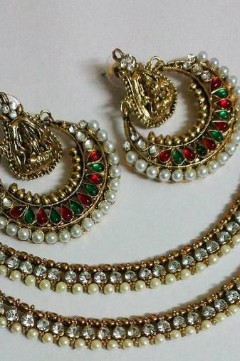 Ram Leela Multi colour Earings & Traditional Anklets