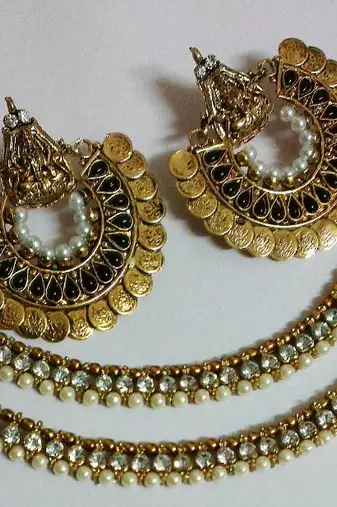 Designer Ram Leela Black colour Earings with Traditional Anklets 
