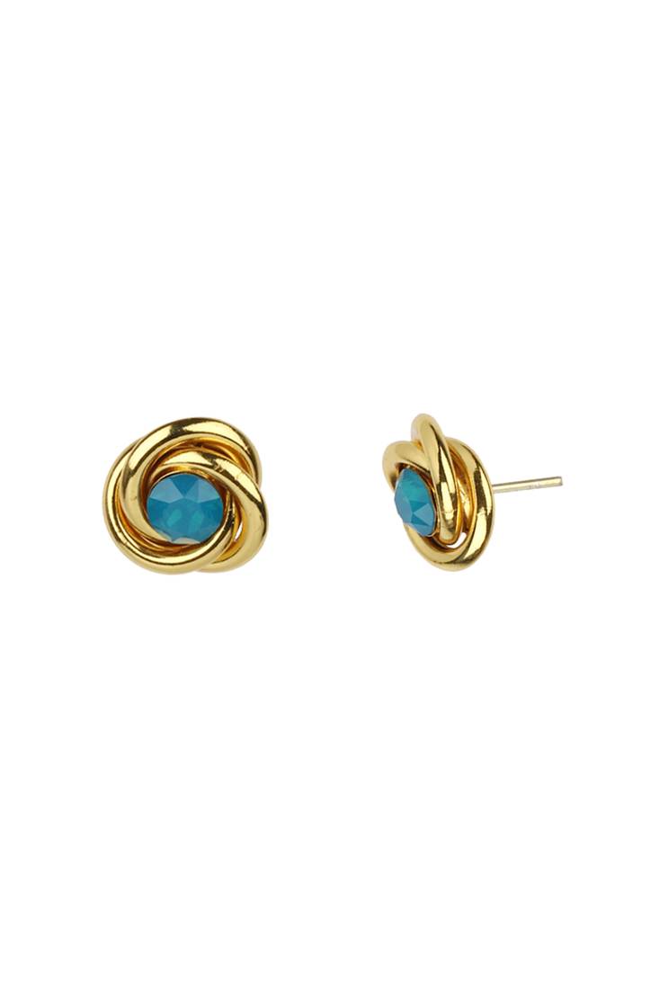 Blue stone golden stud earrings