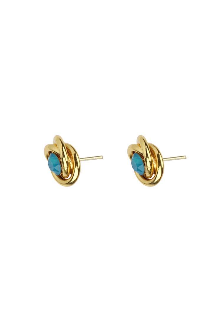 Blue stone golden stud earrings