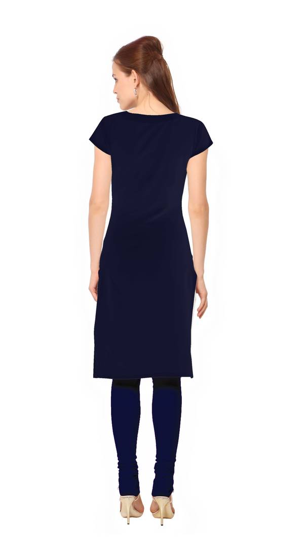 Blue Color Cap sleeve and Boat Neck Faux Crepe Kurti ziyaa 1405722