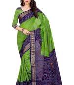 Green hand woven Bandhani saree With Blouse