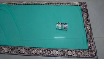 Lime Embroidered Georgette Saree With Blouse 2