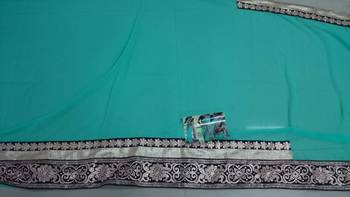 Lime Embroidered Georgette Saree With Blouse 3