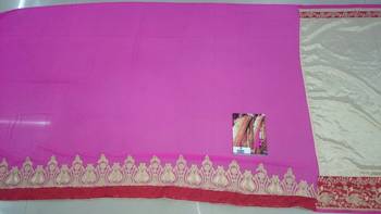 Cream Embroidered Georgette Saree With Blouse 3