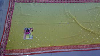 Yellow Embroidered Georgette Saree With Blouse 3