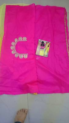 Yellow Embroidered Georgette Saree With Blouse 5
