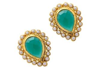 Antique Golden Onyx Green Pan Shaped Tops 1