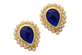 Antique Golden Ink Blue Pan Shaped Tops 1