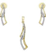 Cara sterling silver and  certified Swarovski stone Rose Gold and Wave Pendant Set