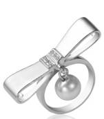 Cara sterling silver and  certified Swarovski stone Silver Bow and Pearl Ring
