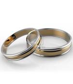 Cara sterling silver and  certified Swarovski stone Gold and Silver Lined Couple Bands