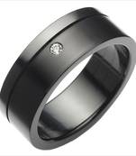 Cara sterling silver and  certified Swarovski stone Black and Swarovski Stud Ring for Men