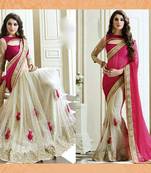 Pink embroidered saree with blouse