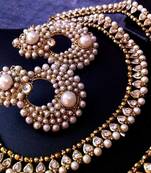 Combo 5 : White diamentes pearl payal anklet & glowing pearl earring cb5
