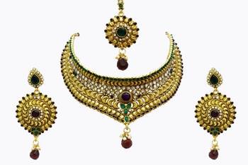 Bridal Wedding Wear Designer Multicolour Chokker Set 1
